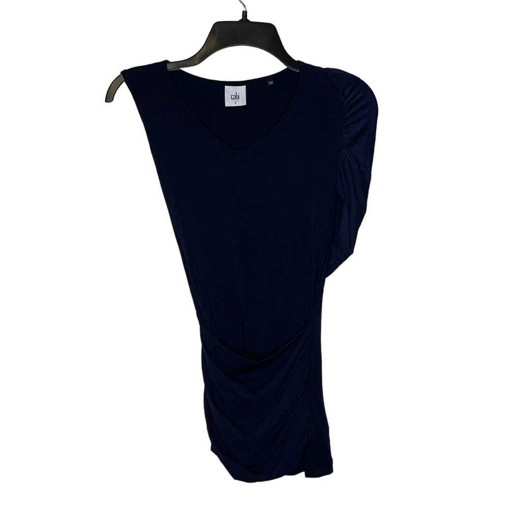 Cabi  Asymmetrical Ruched Sleeve One Shoulder Tank Top V-Neck  Small Women‎